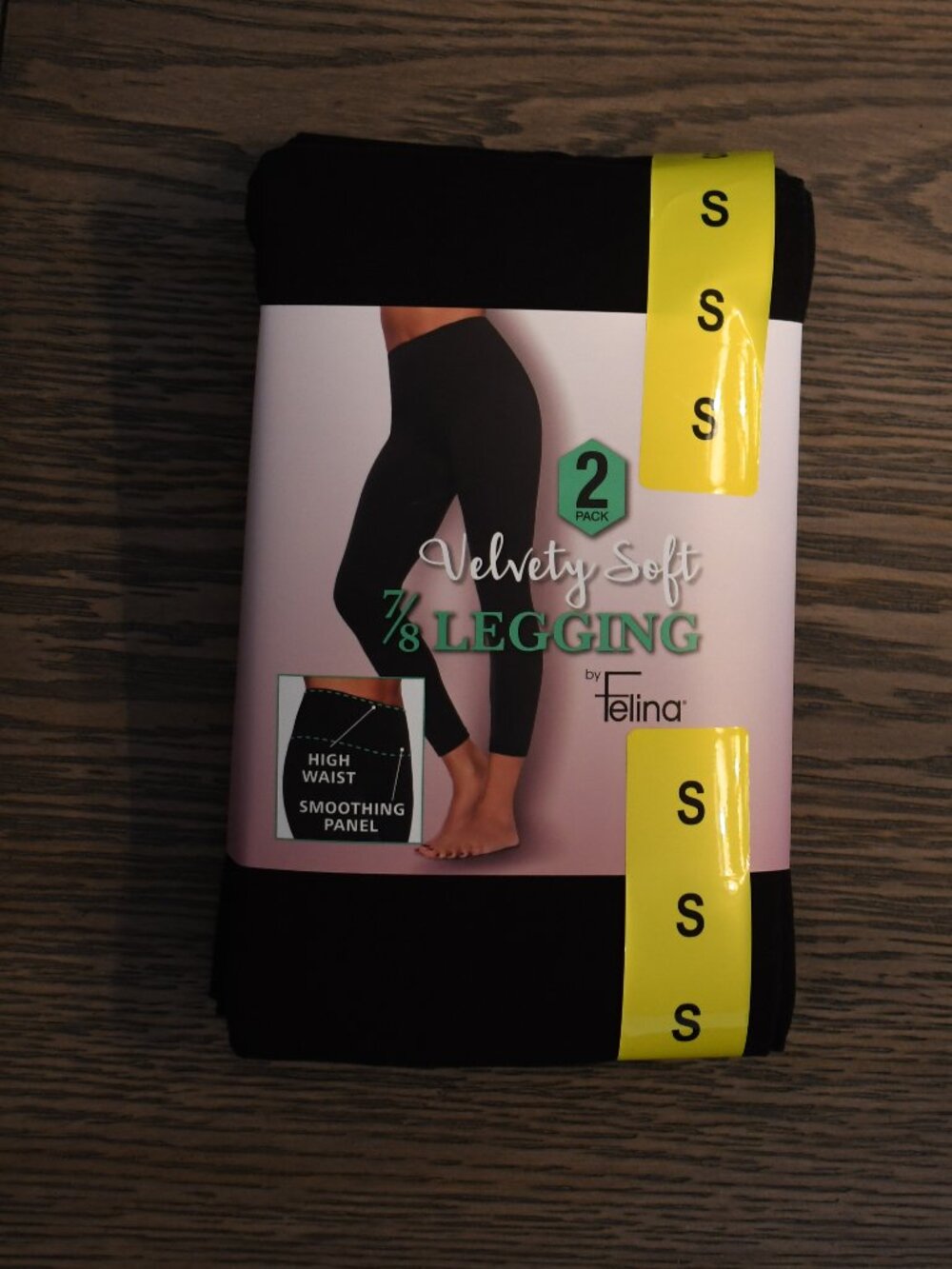 Felina Women's Black 2-Pack Velvety Soft High Waist 7/8 Legging Size Small (4-6)